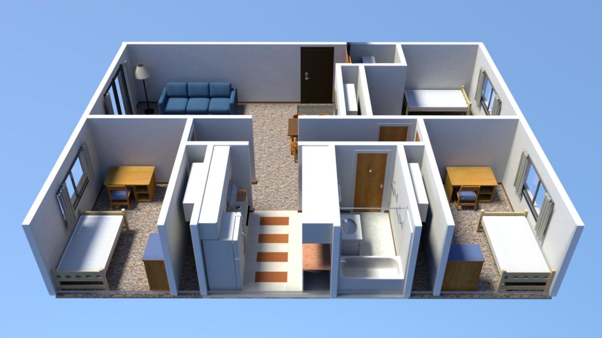 Three Bedroom Floor Plans Housing, Meal Plan, and I.D